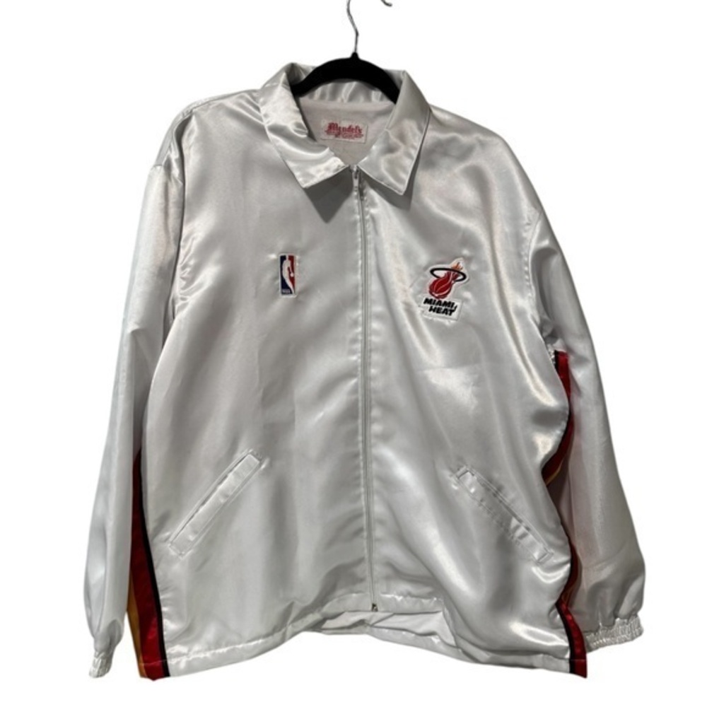 MENDELS Vintage NBA Miami Heat City Collection White Varsity Satin Jacket 2XL